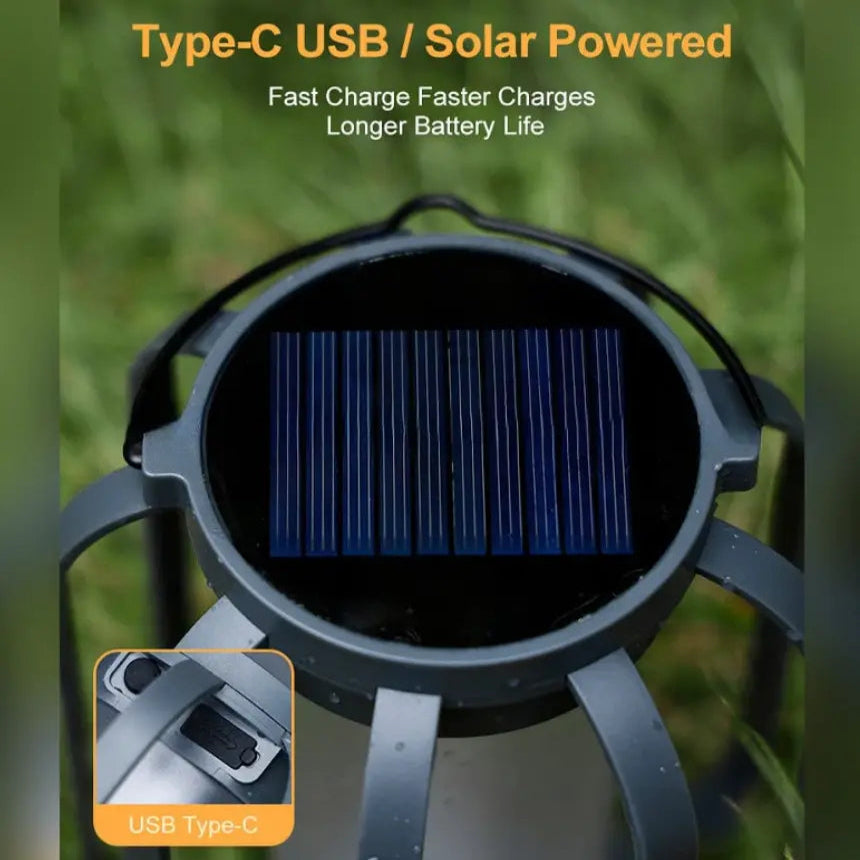 Solar Flame Lantern with Flickering LED and Auto Dusk Activation, 12-Hour Runtime