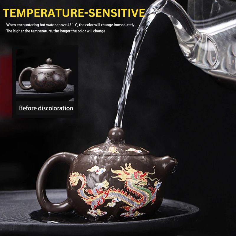 Mystical colour-Changing Dragon and Phoenix Teapot
