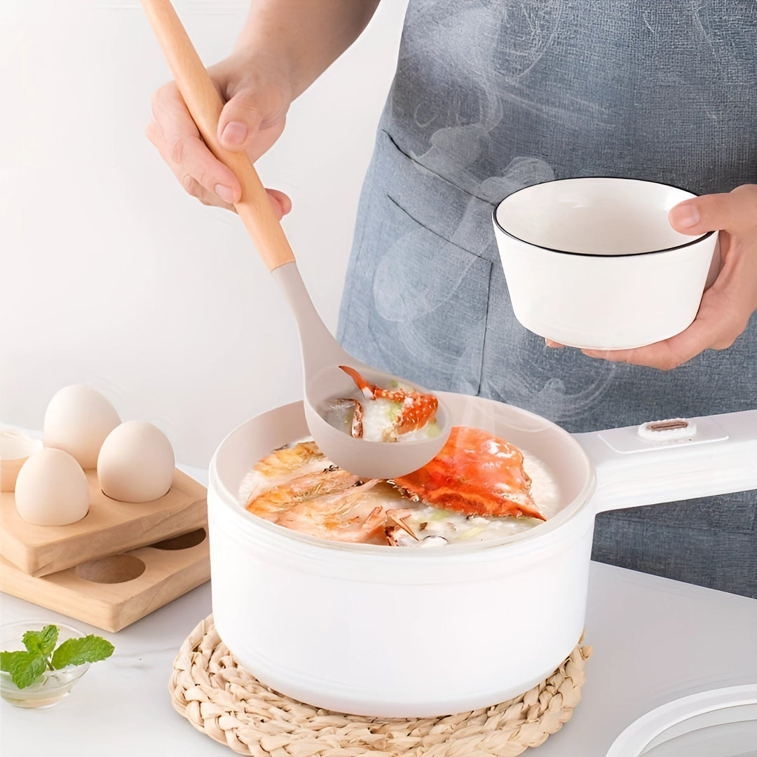 Silicone Kitchen Utensil Set with Bamboo Handles and Heat Resistant Heads, 12-Piece Dishwasher Safe