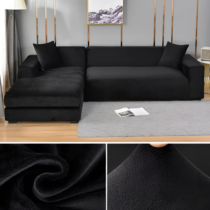 Velvet Sectional Sofa Cover with Stretchable Polyester Blend and Machine Washable Fabric