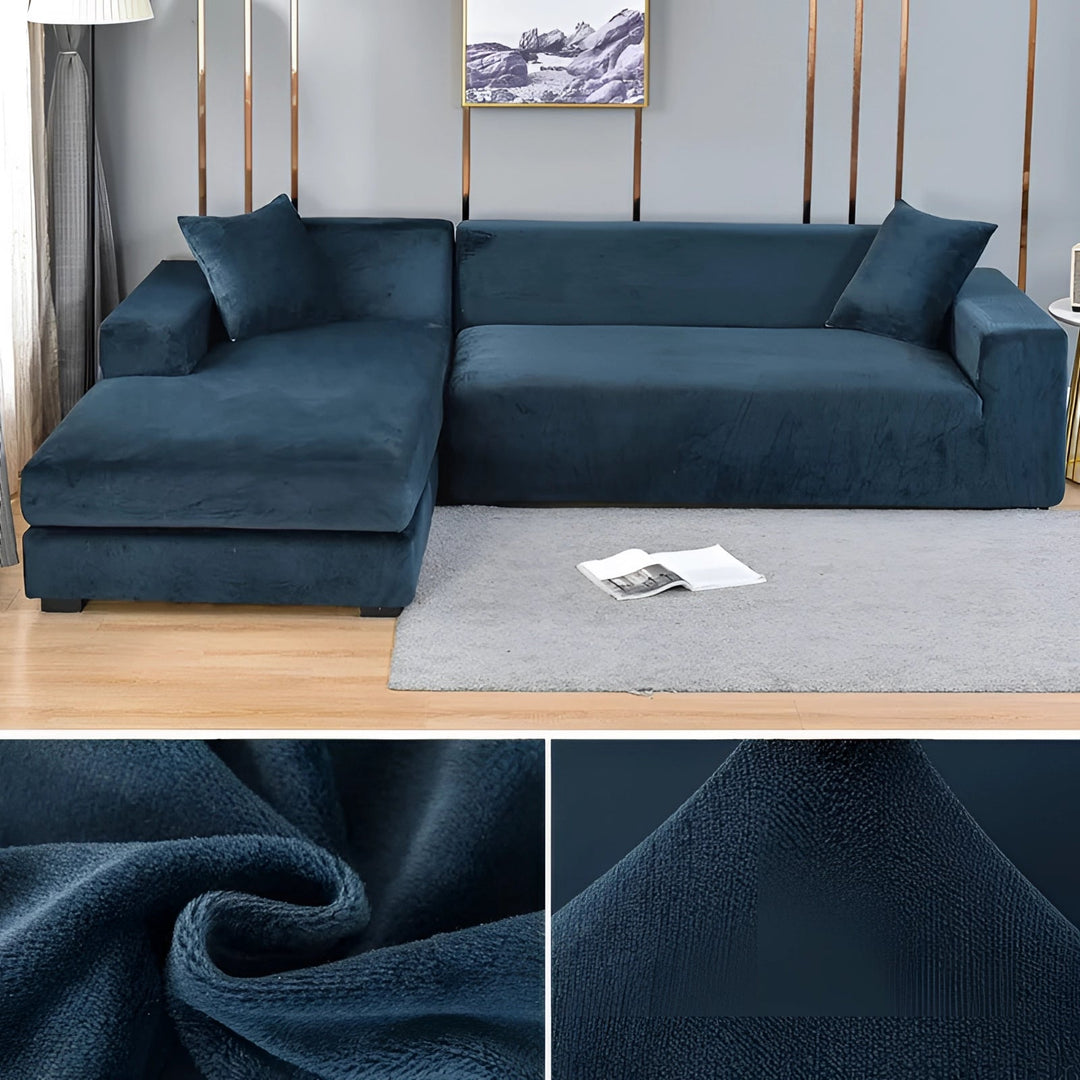 Velvet Sectional Sofa Cover with Stretchable Polyester Blend and Machine Washable Fabric