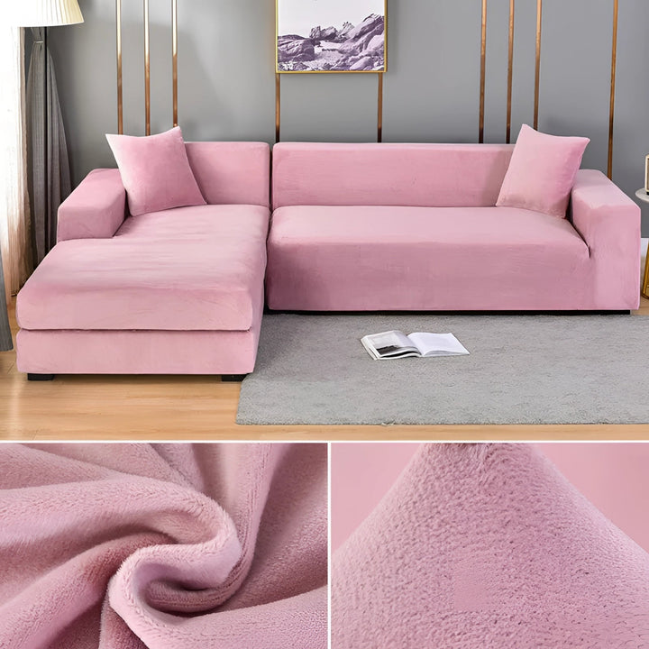 Velvet Sectional Sofa Cover with Stretchable Polyester Blend and Machine Washable Fabric