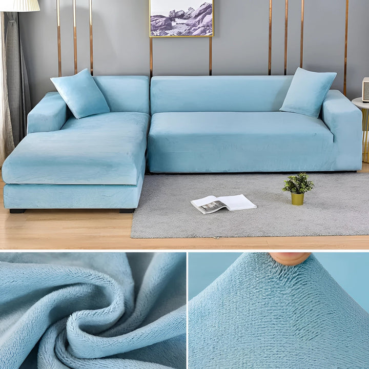 Velvet Sectional Sofa Cover with Stretchable Polyester Blend and Machine Washable Fabric
