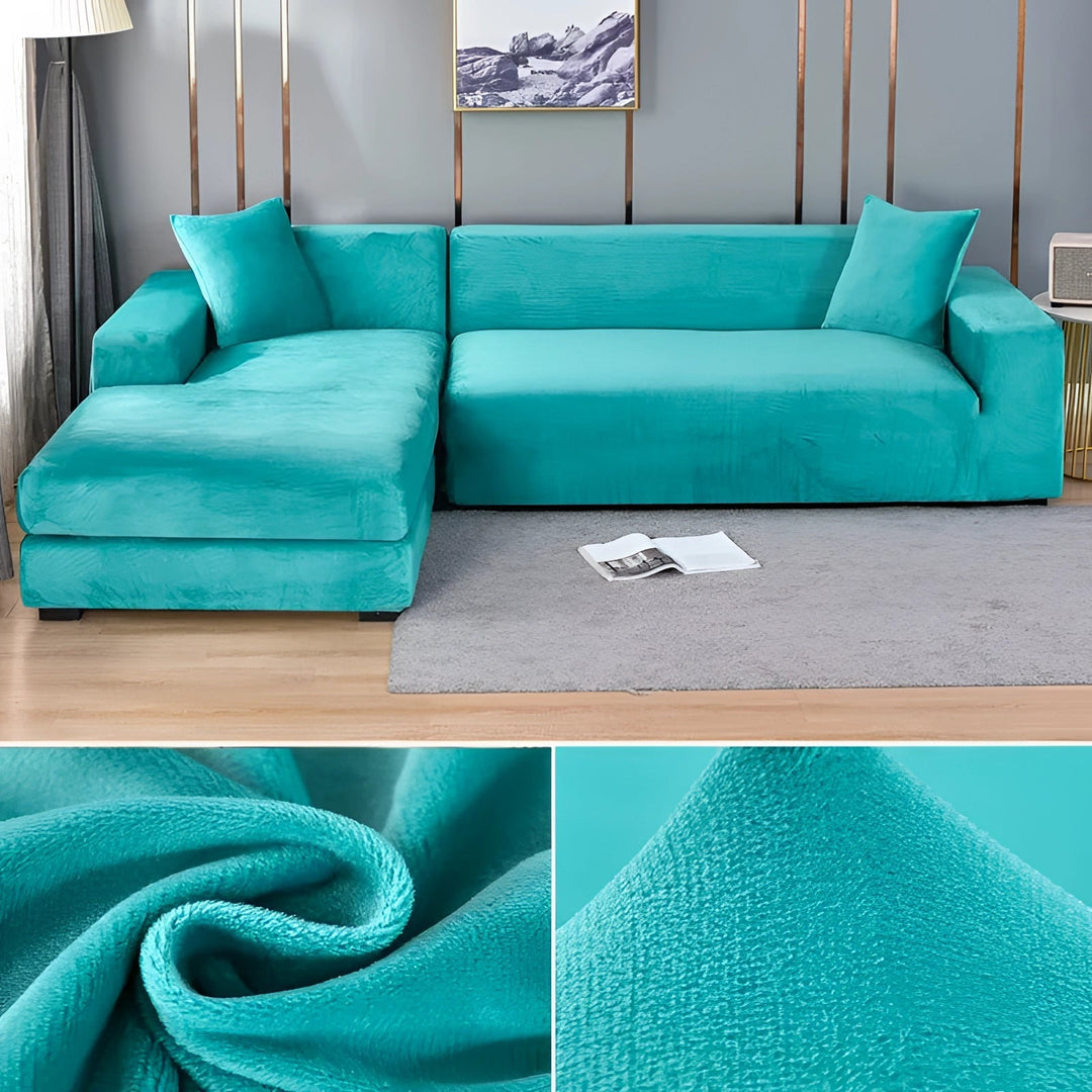 Velvet Sectional Sofa Cover with Stretchable Polyester Blend and Machine Washable Fabric