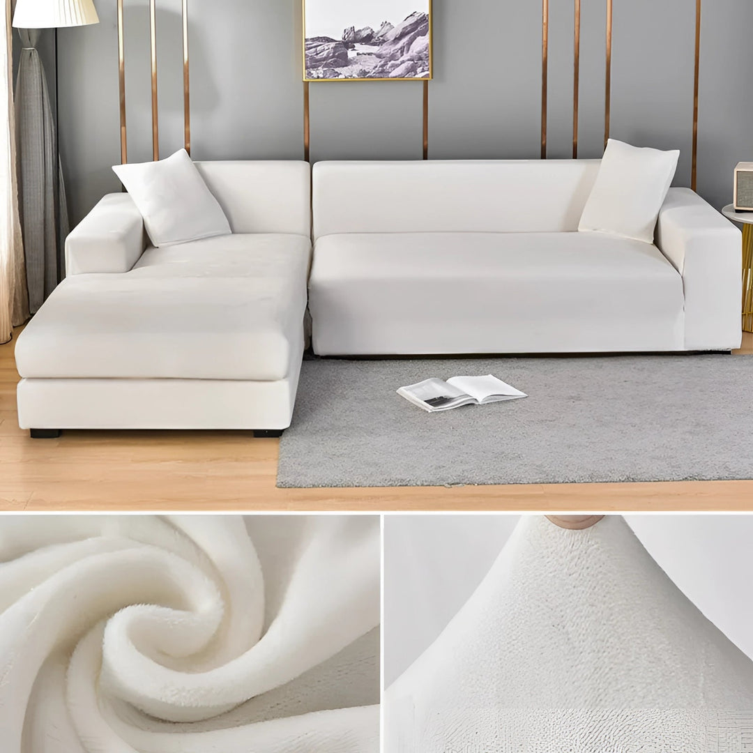 Velvet Sectional Sofa Cover with Stretchable Polyester Blend and Machine Washable Fabric
