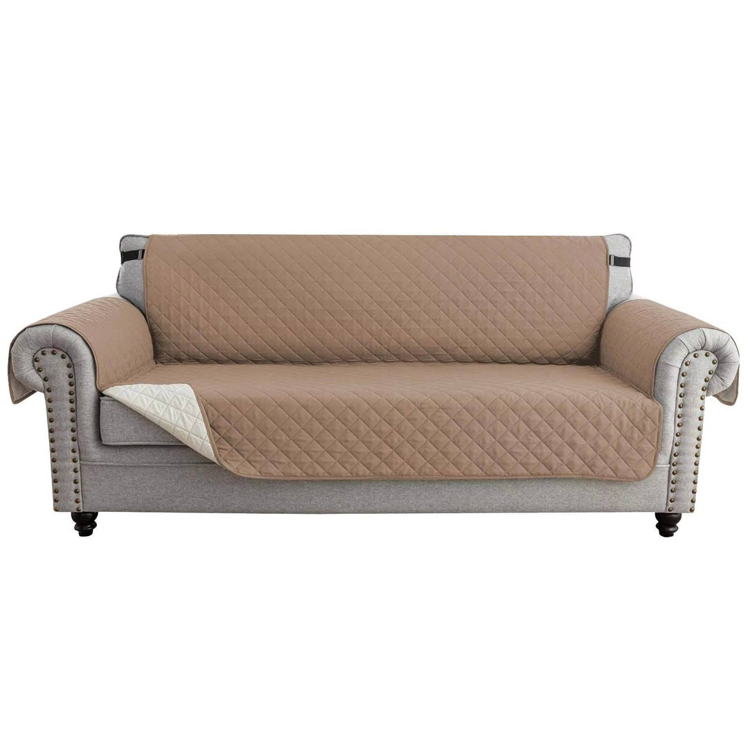 Reversible Sofa Cover for 3 Cushion Couch, Water Resistant Pet Protector with Elastic Straps