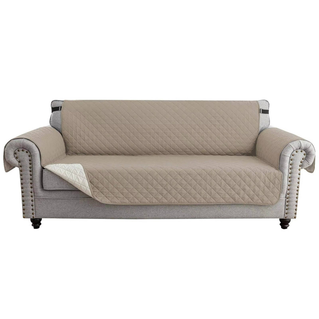 Reversible Sofa Cover for 3 Cushion Couch, Water Resistant Pet Protector with Elastic Straps