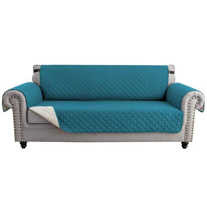 Reversible Sofa Cover for 3 Cushion Couch, Water Resistant Pet Protector with Elastic Straps
