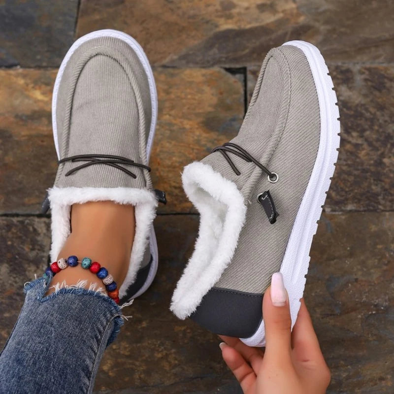 Winter Shoes with Thick Velvet Lining and Slip-On Comfort, Textured Traction, Womens