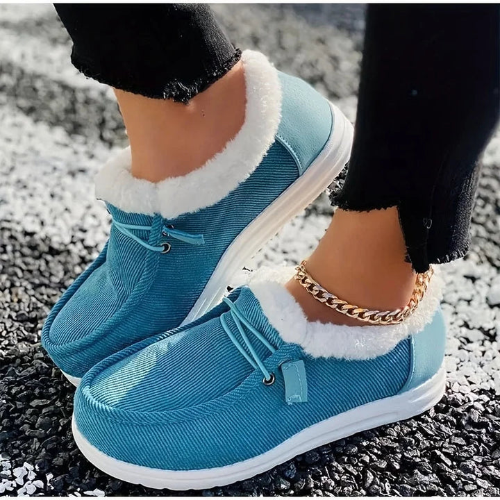 Winter Shoes with Thick Velvet Lining and Slip-On Comfort, Textured Traction, Womens