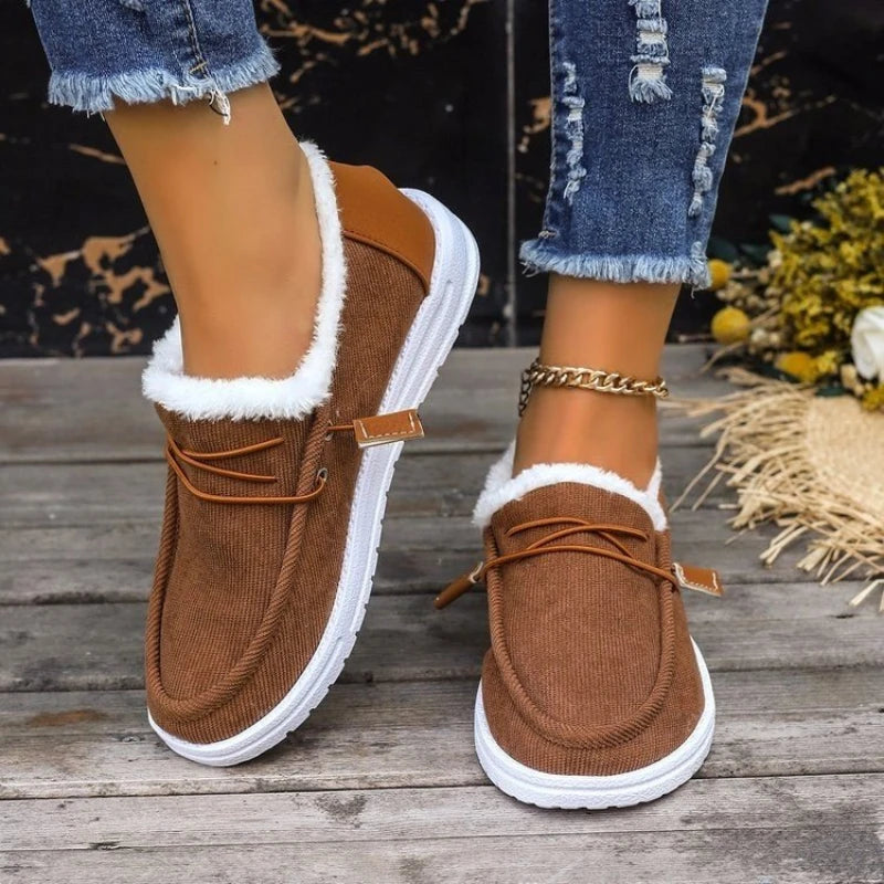 Winter Shoes with Thick Velvet Lining and Slip-On Comfort, Textured Traction, Womens