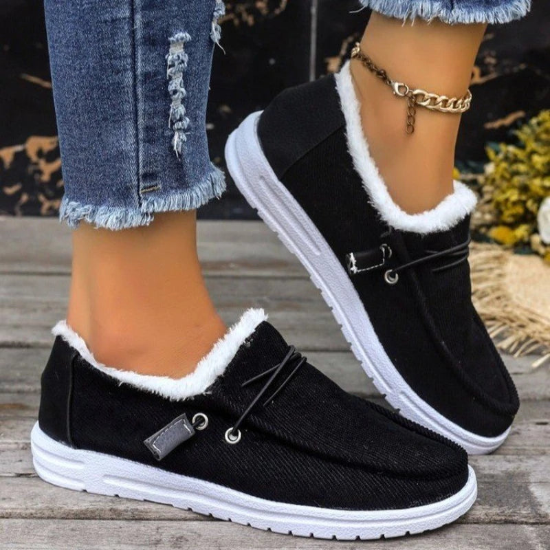 Winter Shoes with Thick Velvet Lining and Slip-On Comfort, Textured Traction, Womens