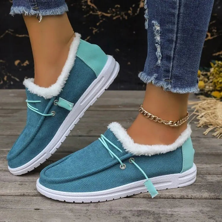 Winter Shoes with Thick Velvet Lining and Slip-On Comfort, Textured Traction, Womens