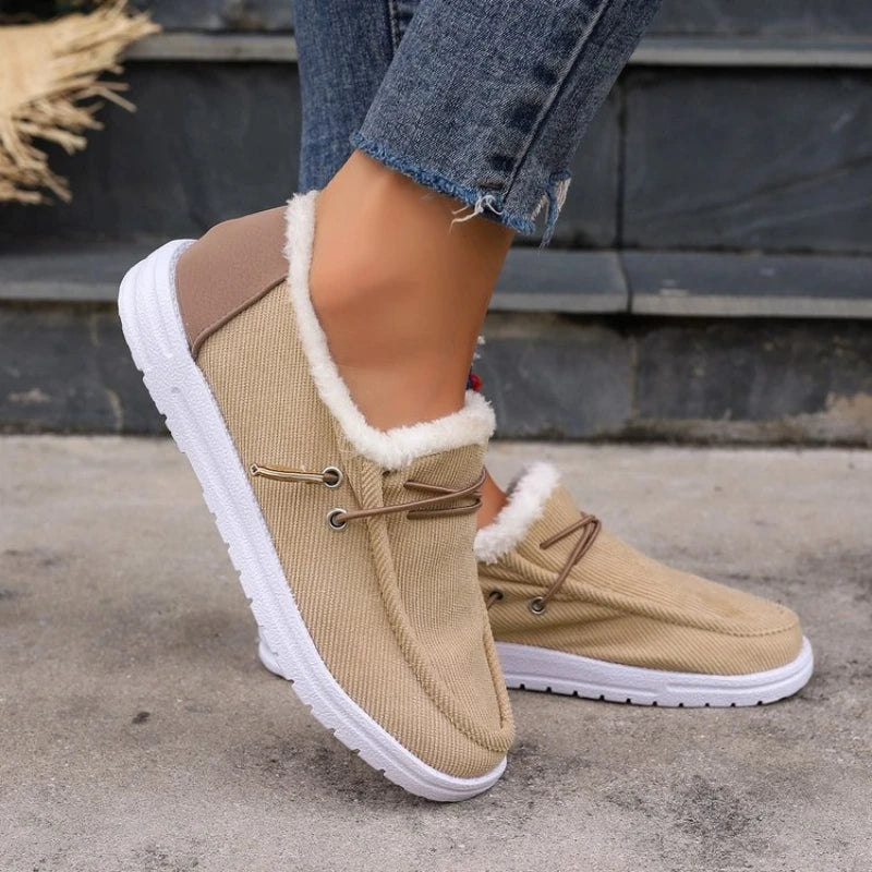 Winter Shoes with Thick Velvet Lining and Slip-On Comfort, Textured Traction, Womens