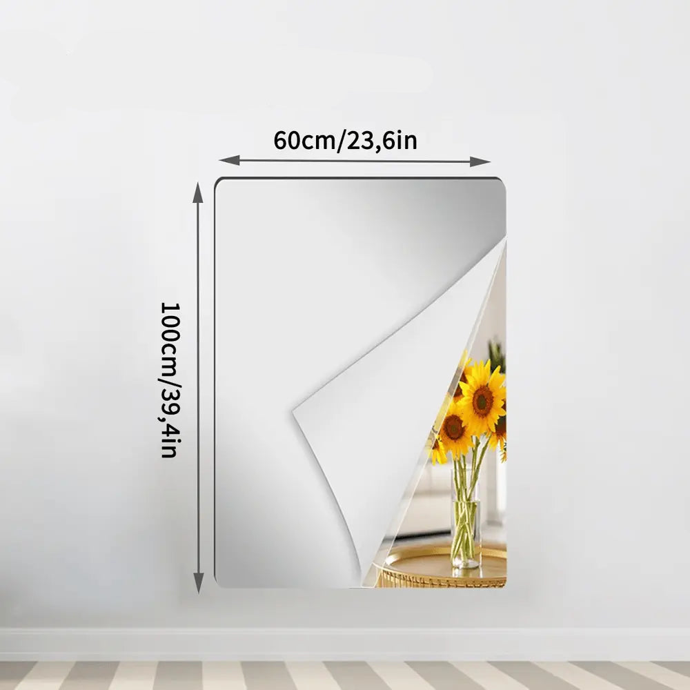 Self-Adhesive Mirror Film with Shatterproof Rounded Edges for Safe Installation