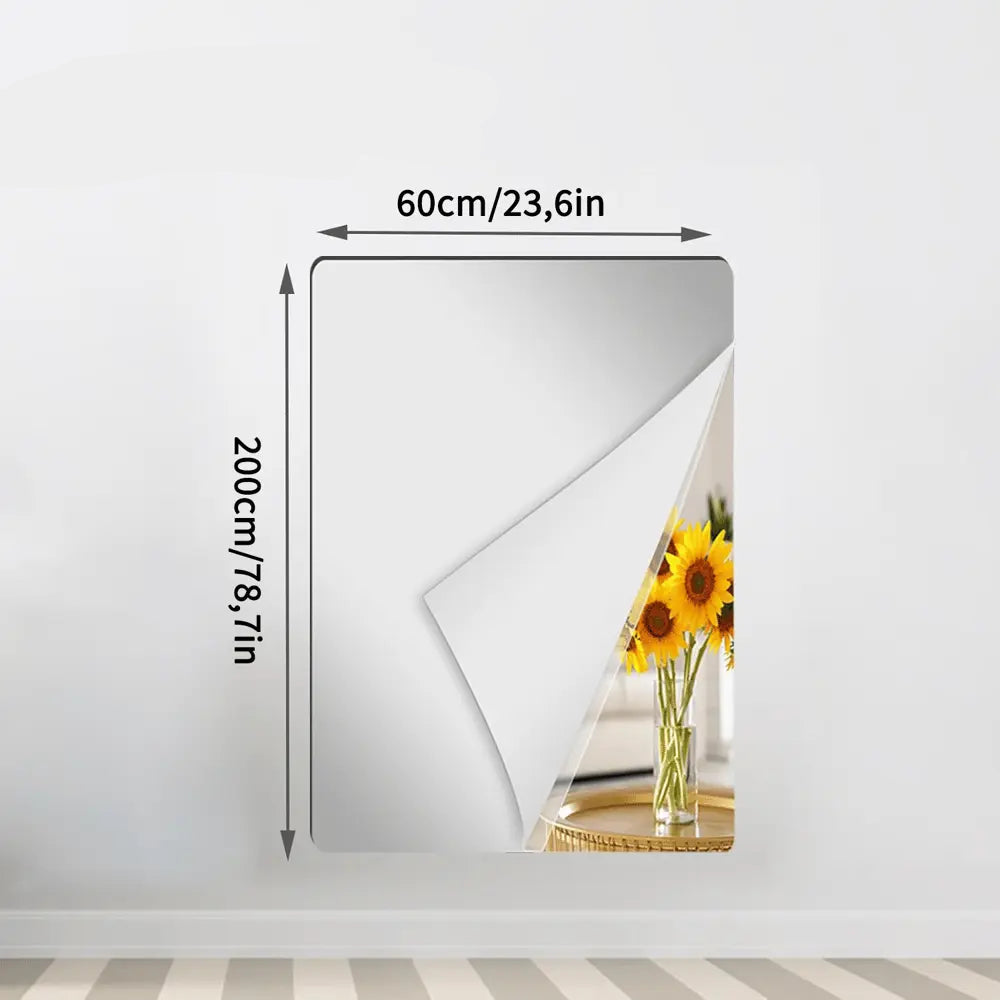 Self-Adhesive Mirror Film with Shatterproof Rounded Edges for Safe Installation