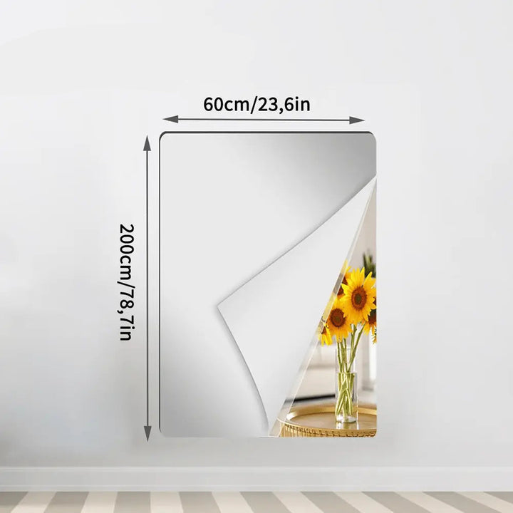 Self-Adhesive Mirror Film with Shatterproof Rounded Edges for Safe Installation
