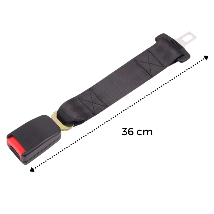 Seat Belt Extender with Stainless Steel Buckle and Polyester Webbing, 36cm Length