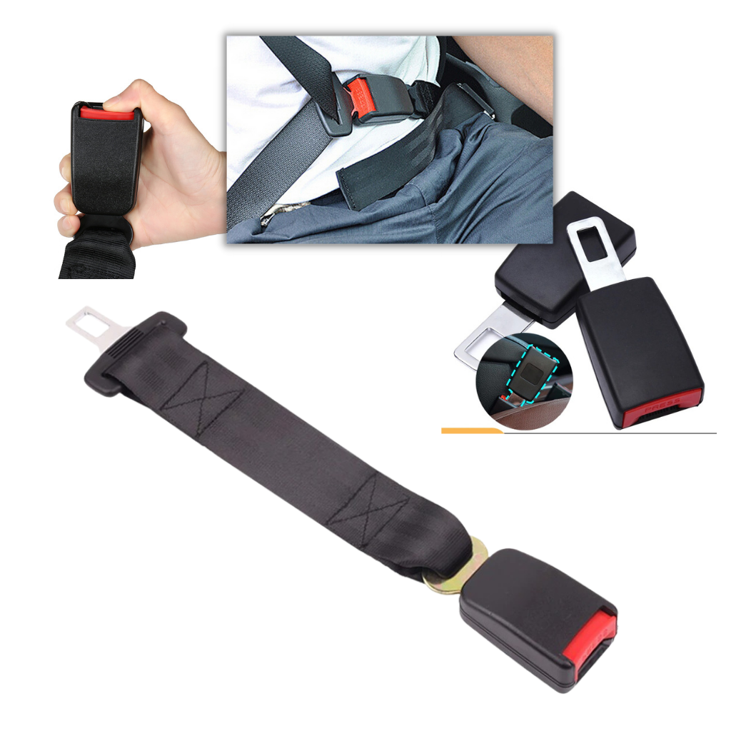Seat Belt Extender with Stainless Steel Buckle and Polyester Webbing, 36cm Length