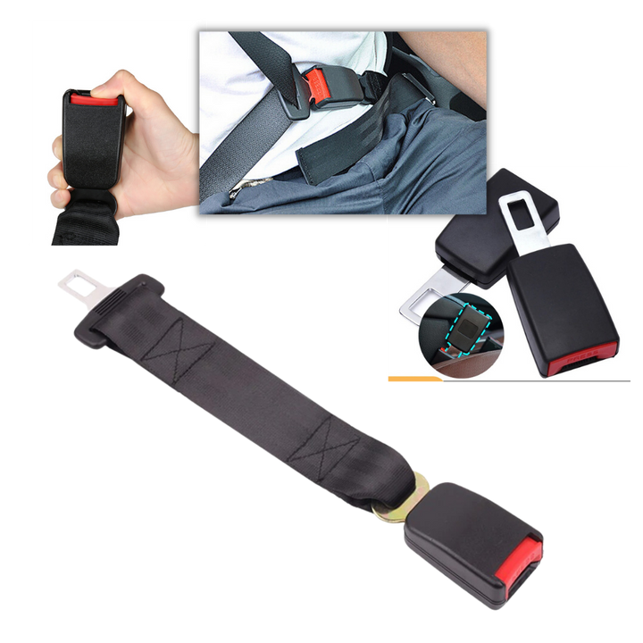 Seat Belt Extender with Stainless Steel Buckle and Polyester Webbing, 36cm Length
