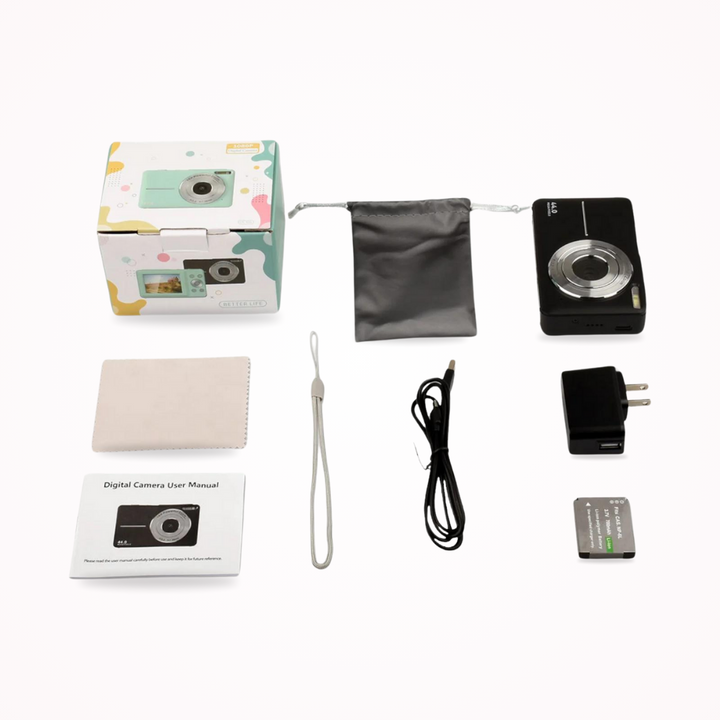 Retro Digital Camera with 1080p Video and Automatic Settings, Compact Design