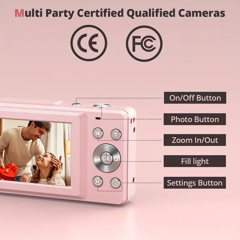 Retro Digital Camera with 1080p Video and Automatic Settings, Compact Design