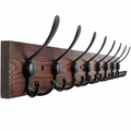 Wooden Wall-Mounted Coat Rack with 8 Hooks
