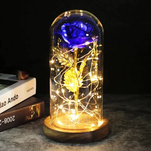 Preserved Rose with LED Dome Display and Battery Power