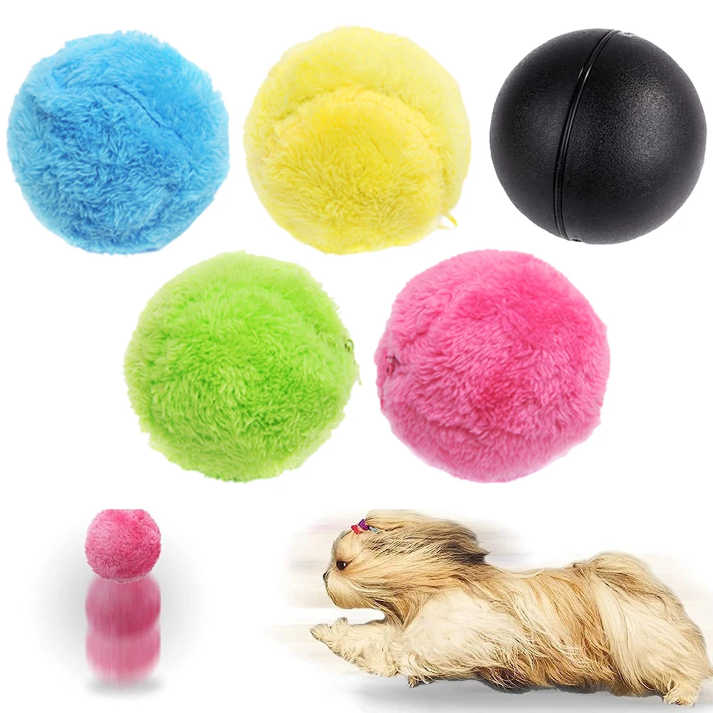Interactive Dog Toy Ball with Random Rolling Action and Removable Fabric Cover