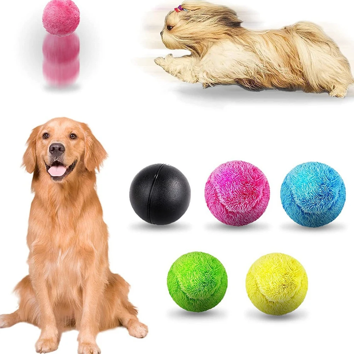 Interactive Dog Toy Ball with Random Rolling Action and Removable Fabric Cover