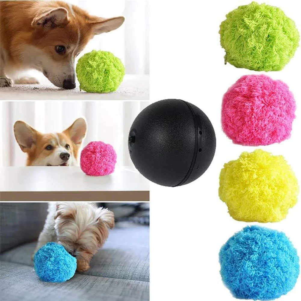 Interactive Dog Toy Ball with Random Rolling Action and Removable Fabric Cover
