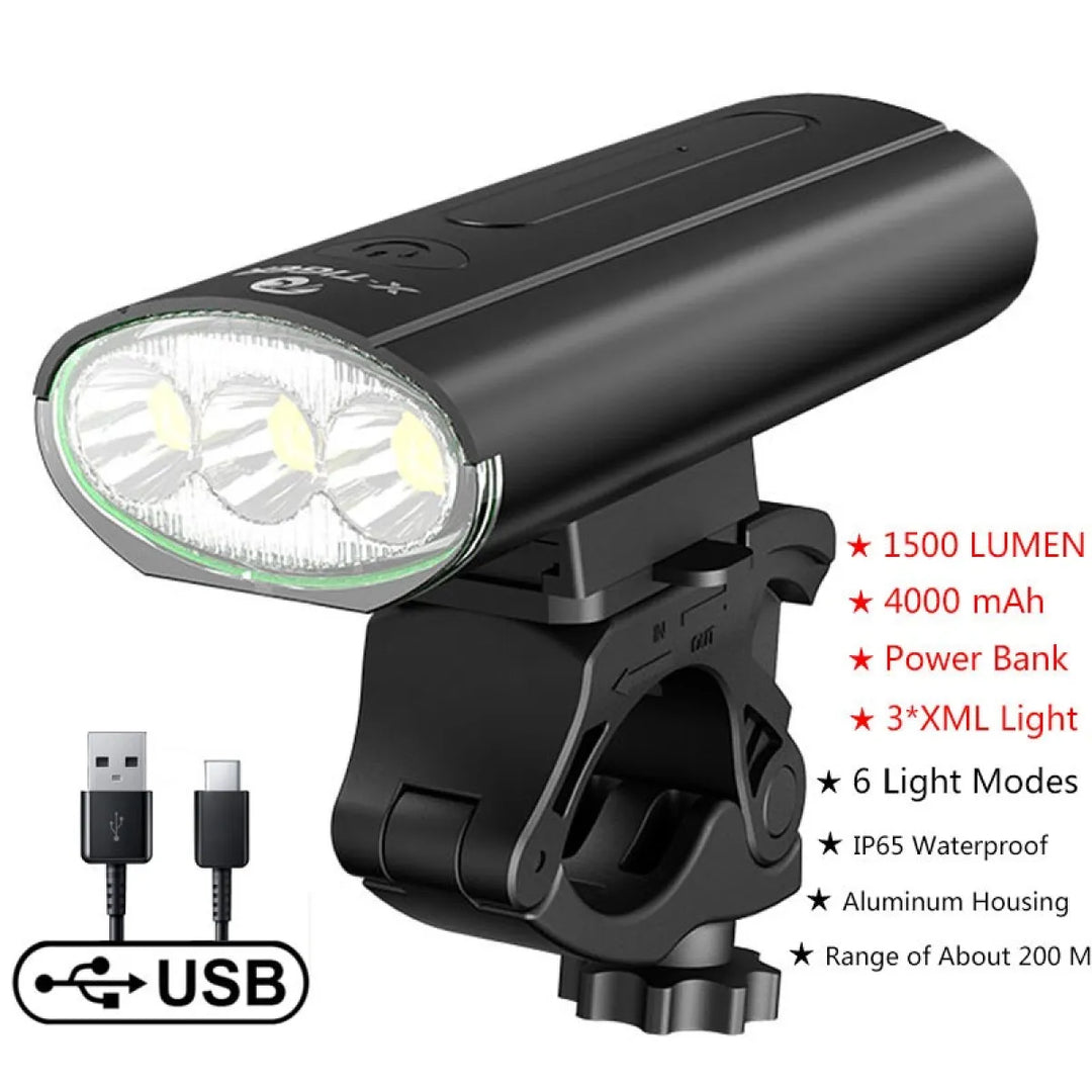 USB Rechargeable Bicycle Headlight and Rear Light for Mountain and Night Riding