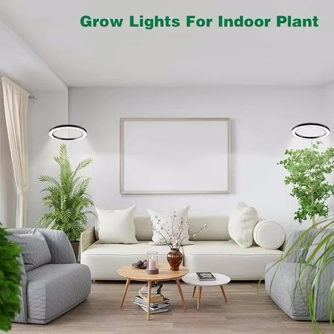 Full Spectrum LED Ring Light with Telescoping Stand and Adjustable Brightness for Indoor Plants