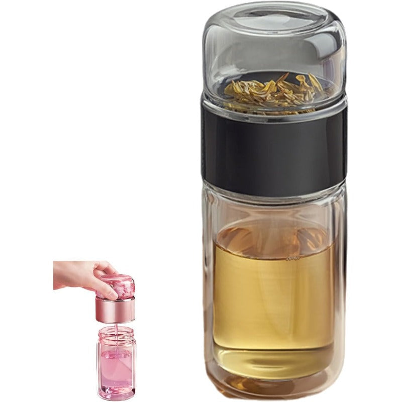Glass Tea Infuser Bottle with Tilt Brewing Control and Stainless Steel Filter