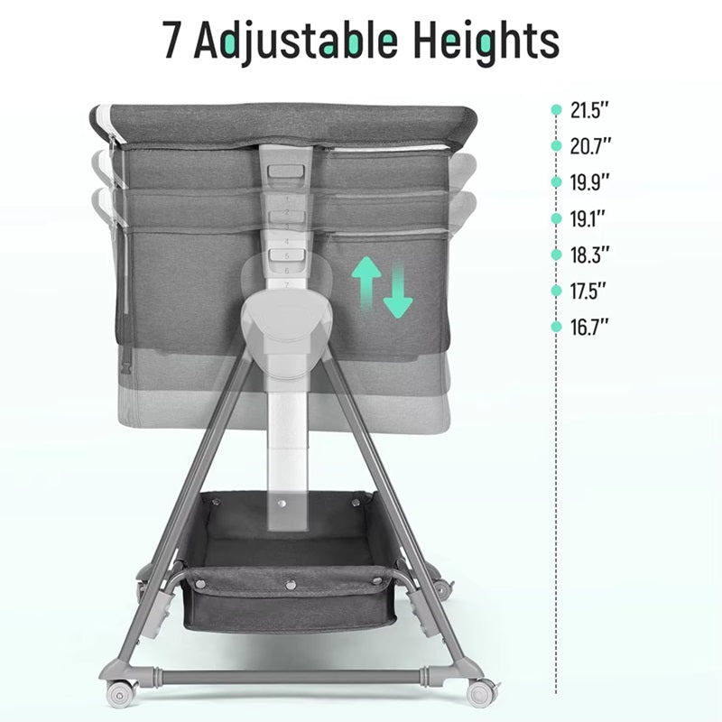 Bedside Baby Bassinet with Wheels and Storage Basket