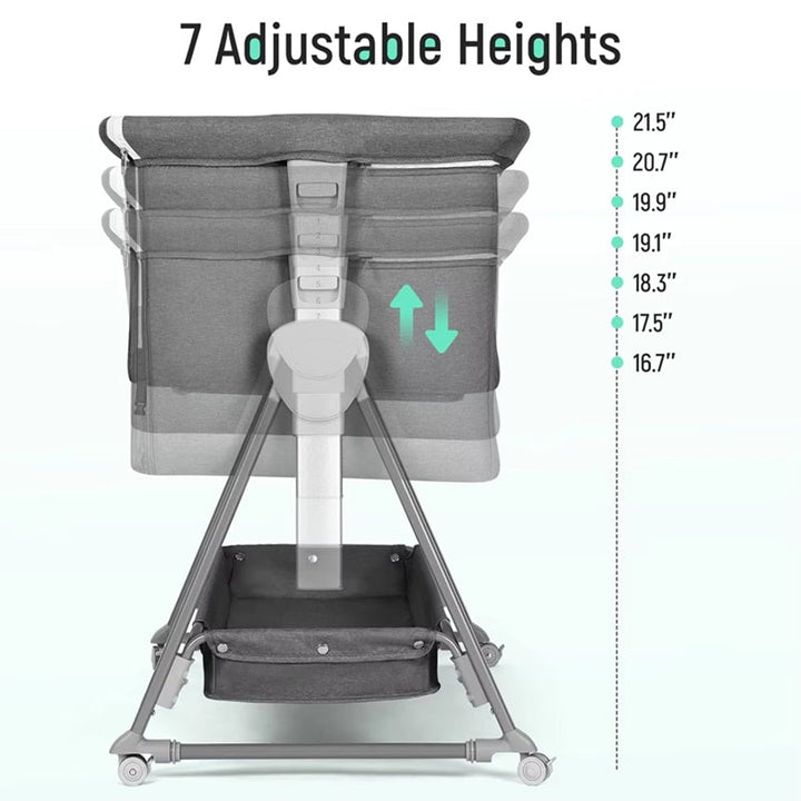 Bedside Baby Bassinet with Wheels and Storage Basket