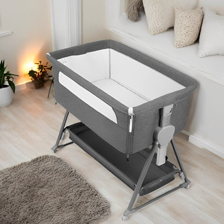 Bedside Baby Bassinet with Wheels and Storage Basket