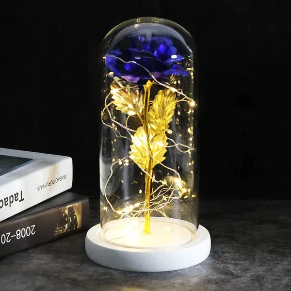 Preserved Rose with LED Dome Display and Battery Power