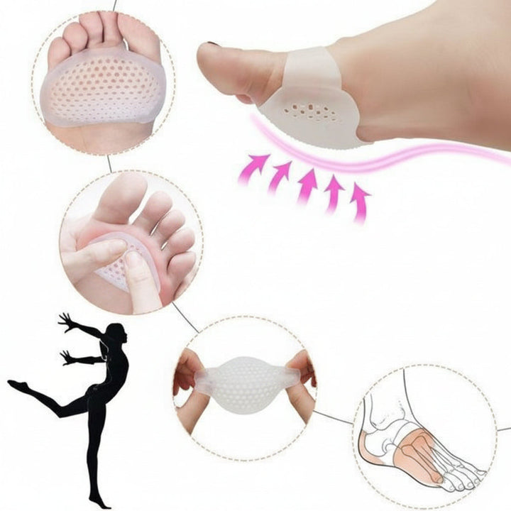 Metatarsal Gel Pads with Ventilation Holes and Washable Design, Set of 2