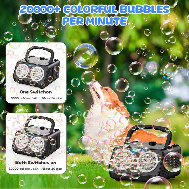 Electric Bubble Machine with 20,000 and up Bubbles Per Minute