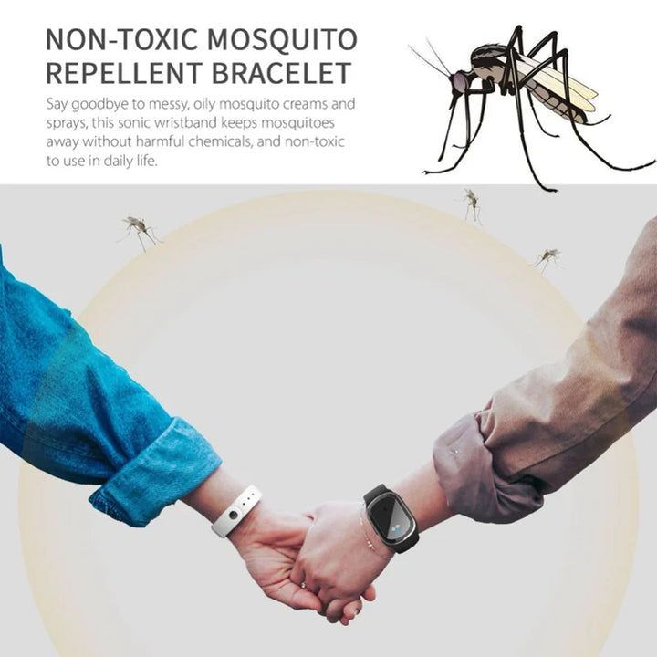 Ultrasonic Mosquito Repellent Bracelet with Adjustable Silicone Band and 130-Hour Battery, Pack of 2