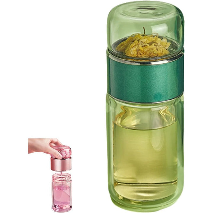 Glass Tea Infuser Bottle with Tilt Brewing Control and Stainless Steel Filter