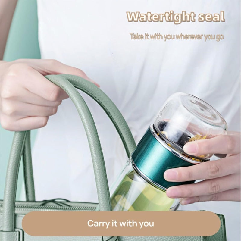 Glass Tea Infuser Bottle with Tilt Brewing Control and Stainless Steel Filter