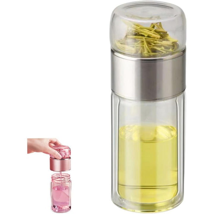 Glass Tea Infuser Bottle with Tilt Brewing Control and Stainless Steel Filter