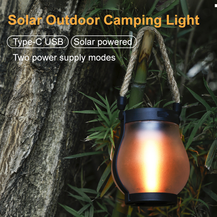 Solar Flame Light with Automatic Dusk Sensor and Flickering Effect, Waterproof