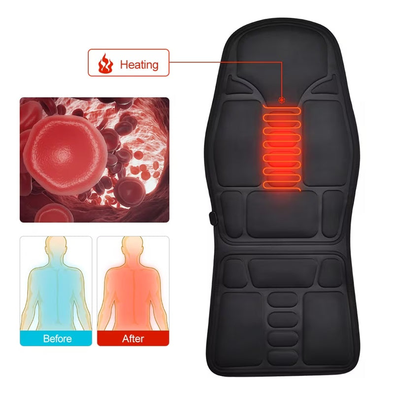 Electric Massage Chair Pad with Soothing Heat Therapy, Ideal for Home and Car