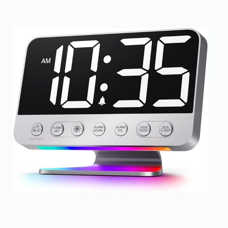 Alarm Clock with Battery Backup and USB Phone Charging Port, 2-Inch Display