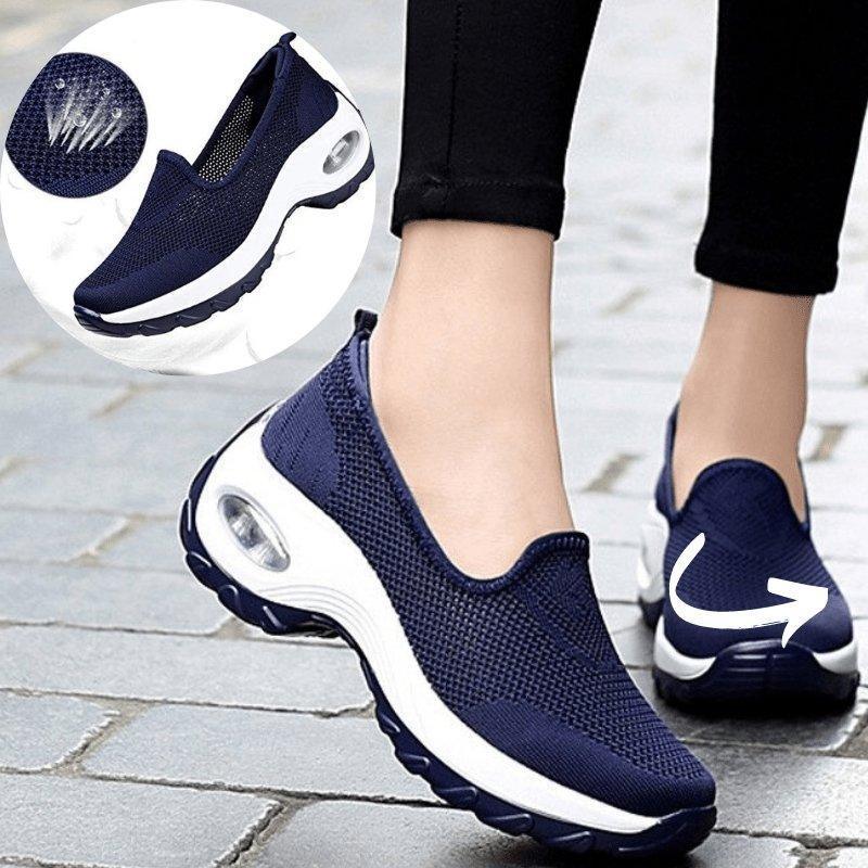 Slip-On Walking Shoes with Cushioned Sole and Arch Support, Padded Ankle Collar