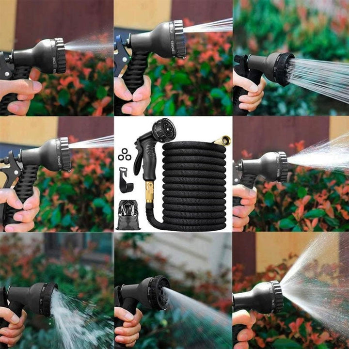 100 Foot Expandable Garden Hose with Triple Layer Latex Core and Brass Connectors