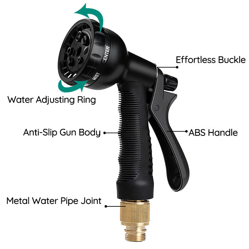 Expandable Garden Hose with 8-Spray Nozzle and Tangle-Resistant Design, 100ft Length
